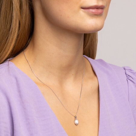 Halo Pendant with Created Opal and 0.04 TW of Diamonds in Sterling Silver Halo Pendant with Created Opal and 0.04 TW of Diamonds in Sterling Silver