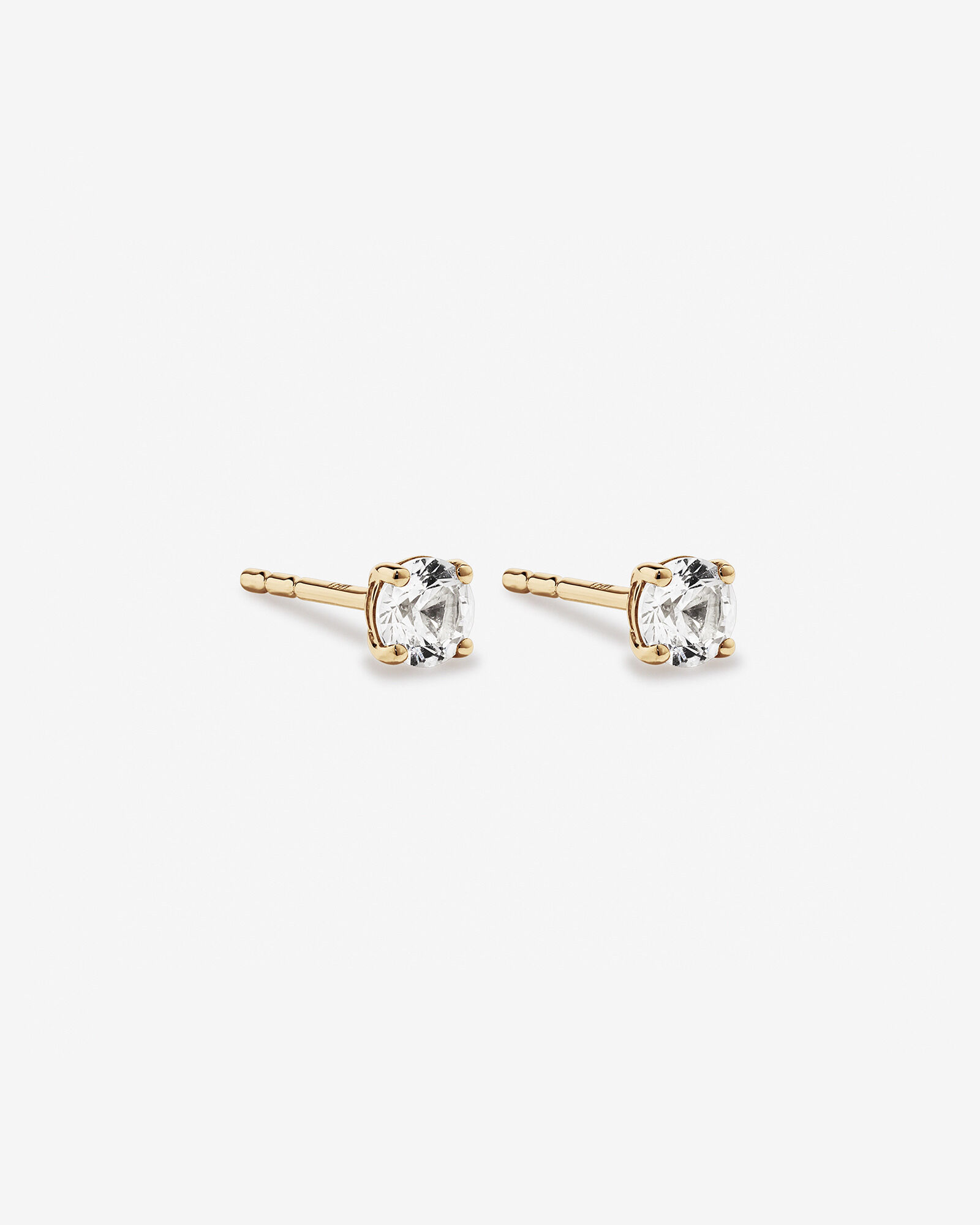 Stud Earrings with White Created Sapphire in 10kt Yellow Gold