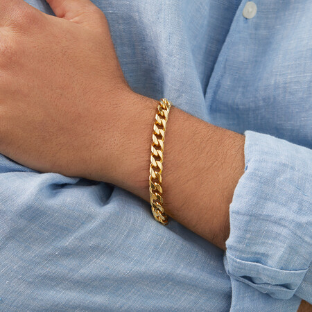 23cm (9.5") 7.5mm-8mm Width Curb Bracelet in 10kt Yellow Gold 23cm (9.5") 7.5mm-8mm Width Curb Bracelet in 10kt Yellow Gold