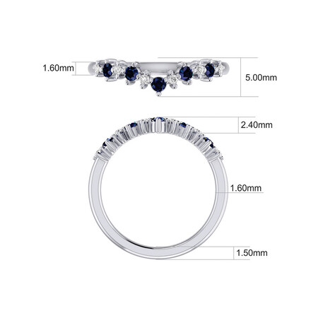 Ring with Created Blue Sapphire & Diamonds in 10ct White Gold Ring with Created Blue Sapphire & Diamonds in 10ct White Gold