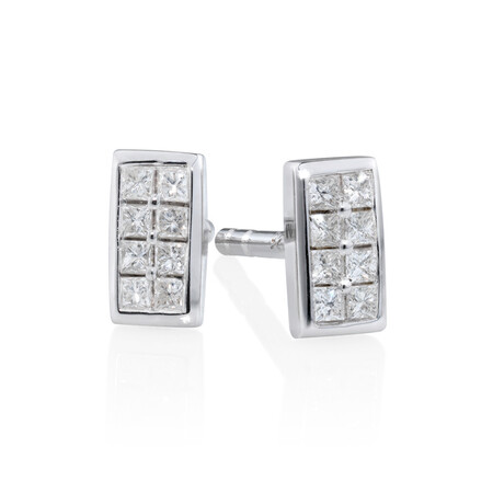 Bar Stud Earrings with 0.10 Carat TW of Diamonds in Sterling Silver Bar Stud Earrings with 0.10 Carat TW of Diamonds in Sterling Silver
