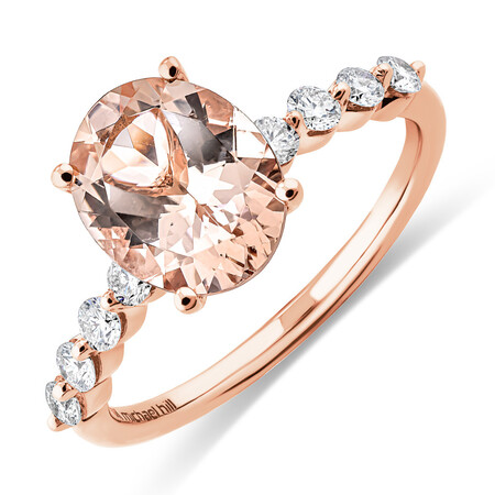Ring with Morganite and 0.33 Carat TW of Diamonds in 10ct Rose Gold Ring with Morganite and 0.33 Carat TW of Diamonds in 10ct Rose Gold