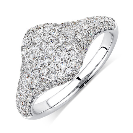 Signet Ring with 1 Carat TW of Diamonds in 10ct White Gold