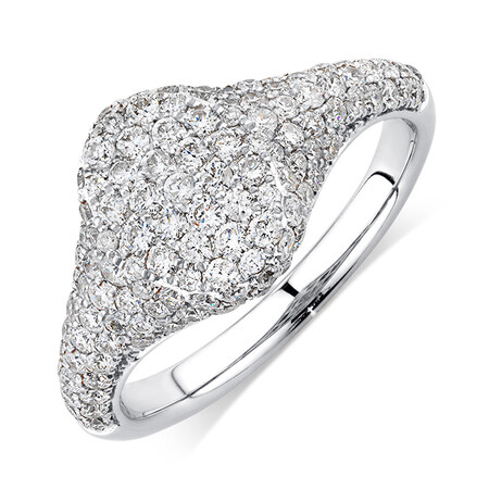 Signet Ring with 1 Carat TW of Diamonds in 10ct White Gold Signet Ring with 1 Carat TW of Diamonds in 10ct White Gold