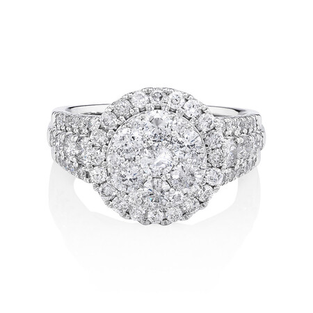 Halo Ring with 2 Carat Of Diamonds in 10ct White Gold Halo Ring with 2 Carat Of Diamonds in 10ct White Gold