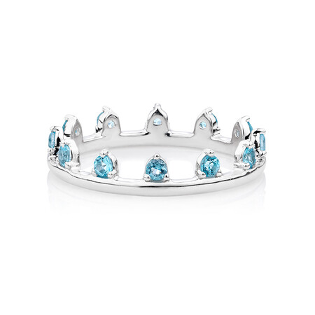 Zipper Ring with Natural Blue Topaz in Sterling Silver Zipper Ring with Natural Blue Topaz in Sterling Silver