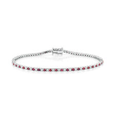 Tennis Bracelet with Natural Ruby & 1 Carat TW of Diamonds in 10kt White Gold