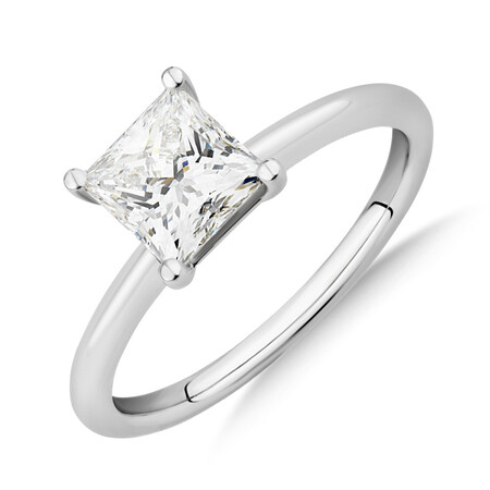 Laboratory-Created 1.25 Carat Princess Cut Diamond Ring In 14kt White Gold