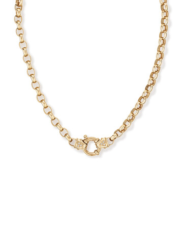 45cm (18") Diamond Set Solid Belcher Chain in 10kt Yellow Gold 45cm (18") Diamond Set Solid Belcher Chain in 10kt Yellow Gold