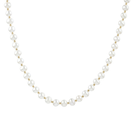 42cm (16") Necklace with Cultured Freshwater Pearls in 10kt Yellow Gold