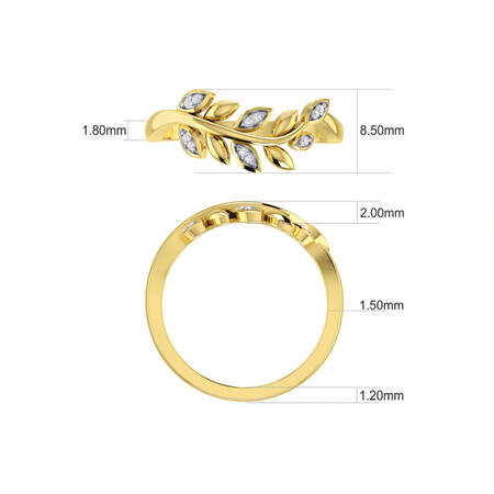 Olive Leaf Ring with Diamonds in 10ct Yellow Gold Olive Leaf Ring with Diamonds in 10ct Yellow Gold