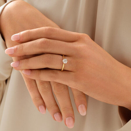 Certified Solitaire Engagement Ring with a 3/4 Carat TW Diamond in 18kt Yellow & White Gold Certified Solitaire Engagement Ring with a 3/4 Carat TW Diamond in 18kt Yellow & White Gold