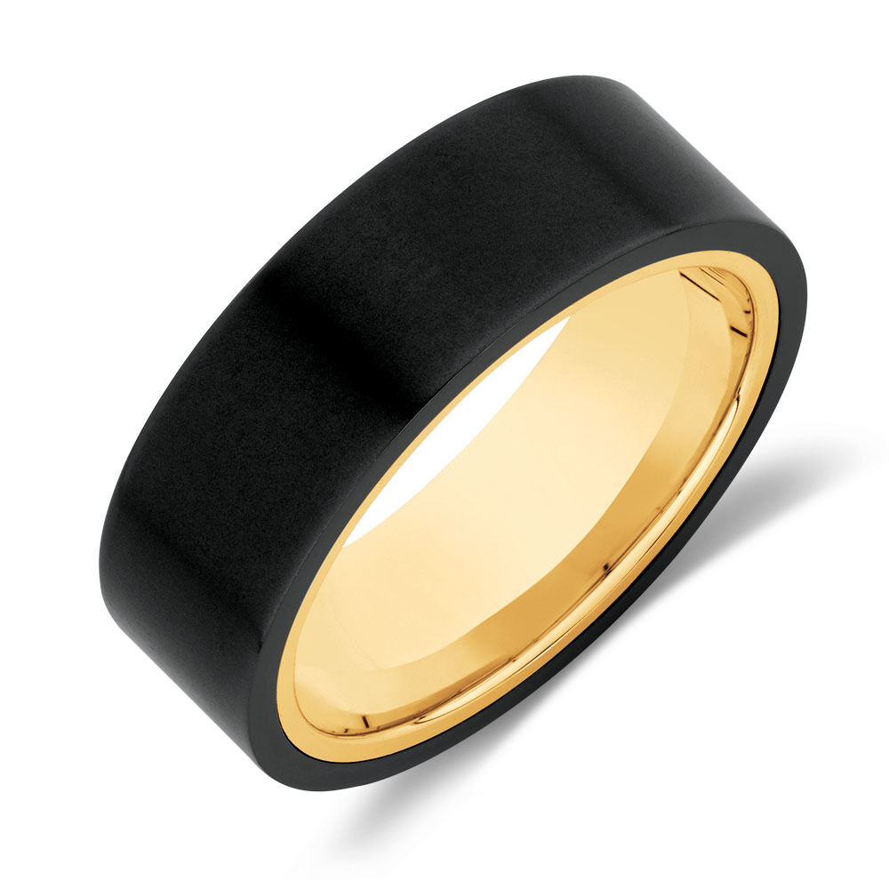 Ring in Black Titanium 10kt Yellow Gold
