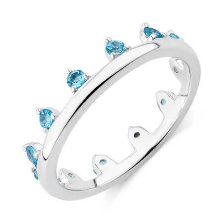 Zipper Ring with Natural Blue Topaz in Sterling Silver Zipper Ring with Natural Blue Topaz in Sterling Silver