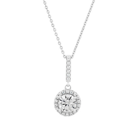 Halo Pendant with Cubic Zirconia in Sterling Silver