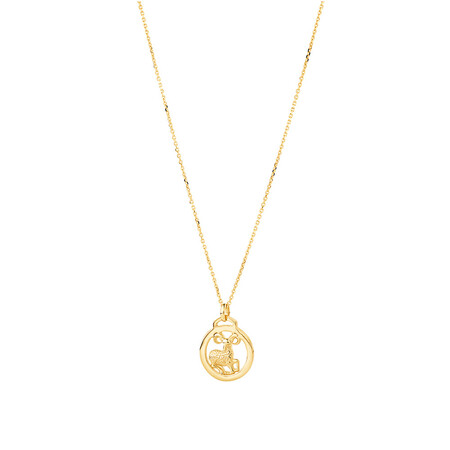 Aries Zodiac Pendant with Chain in 10kt Yellow Gold