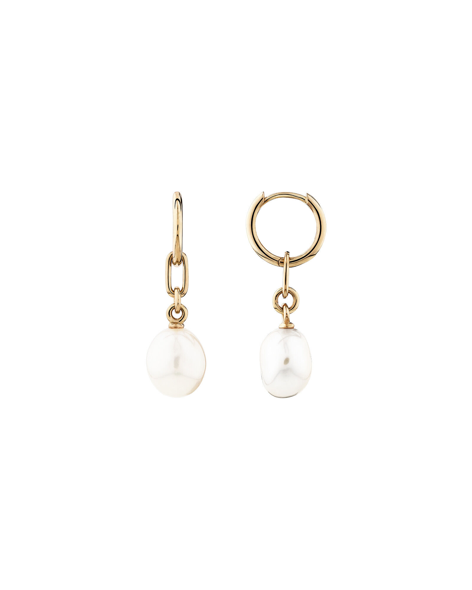 Drop Earrings with Cultured Freshwater Baroque Pearl in 10kt
