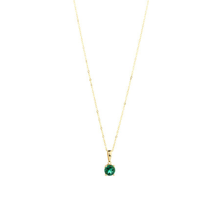 Pendant with Created Emerald in 10kt Yellow Gold