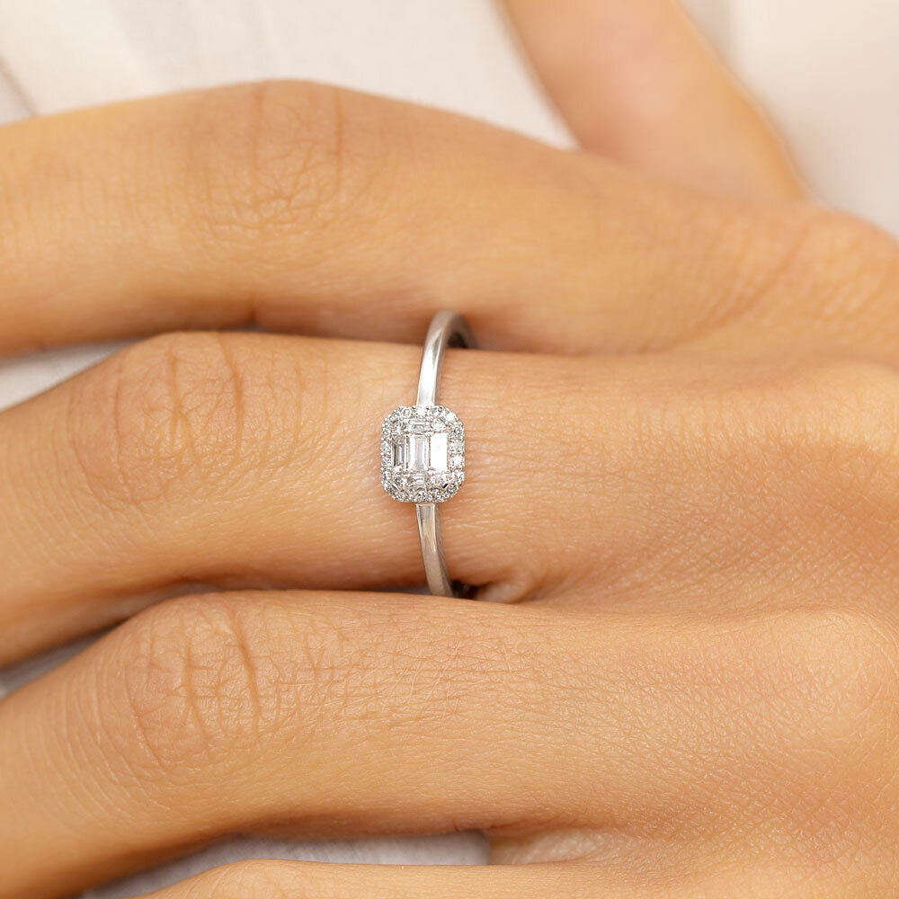 Promise Ring with 0.10 Carat TW of Diamonds in 10ct White Gold
