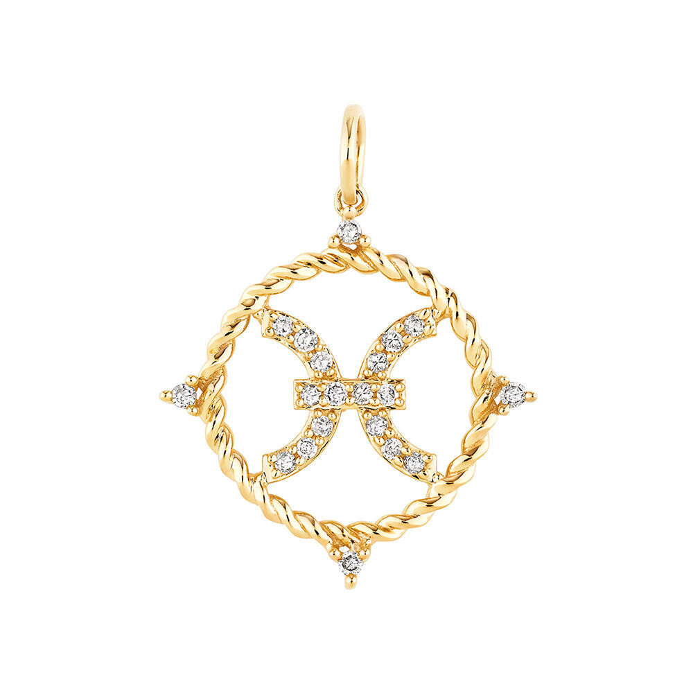 Pisces Zodiac Pendant with 0.15 Carat 