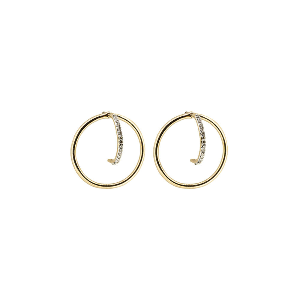 Circle Stud Earrings with Diamonds in 10ct Yellow Gold