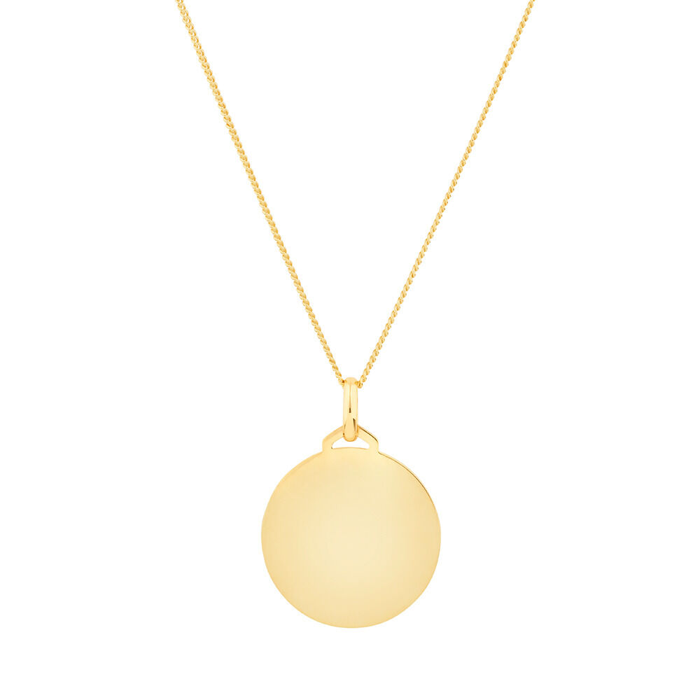 Engravable Disc Pendant In 10kt Yellow Gold