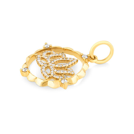 Lotus Motif Pendant with 0.15 Carat TW of Diamonds in 10kt Yellow Gold Lotus Motif Pendant with 0.15 Carat TW of Diamonds in 10kt Yellow Gold