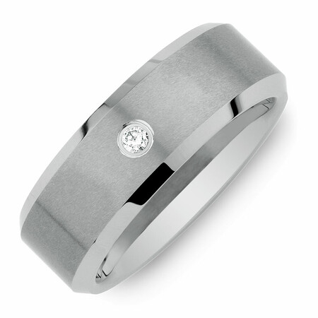 Men's Ring with a Diamond in Grey Sapphire Tungsten