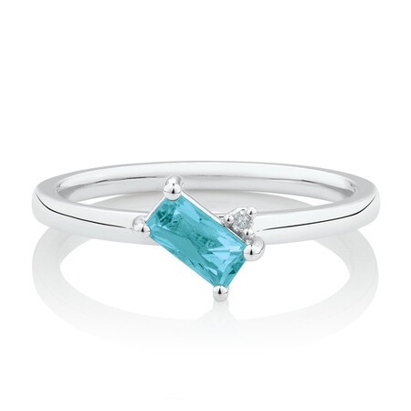 Stacker Ring with Diamond & Blue Topaz in Sterling Silver Stacker Ring with Diamond & Blue Topaz in Sterling Silver
