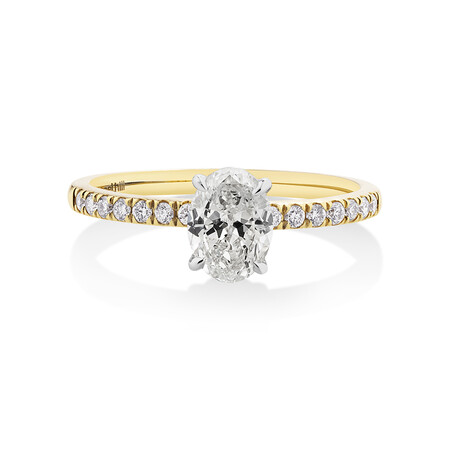 Southern Star Oval Engagement Ring with 0.85 Carat TW of Diamonds in 18kt Yellow & White Gold