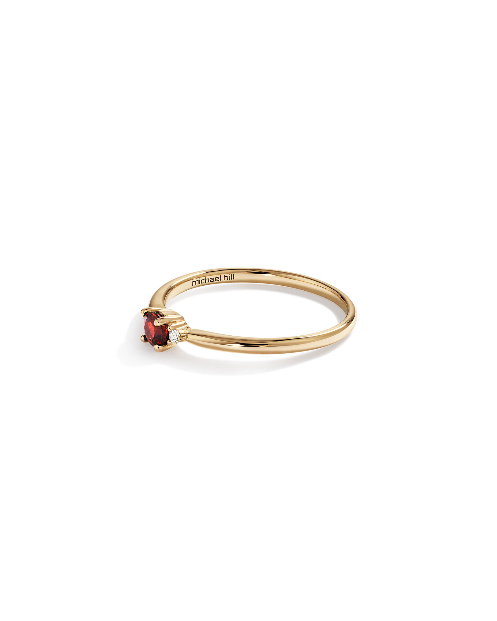 3 Stone Ring with Garnet Diamonds in 10kt Yellow Gold