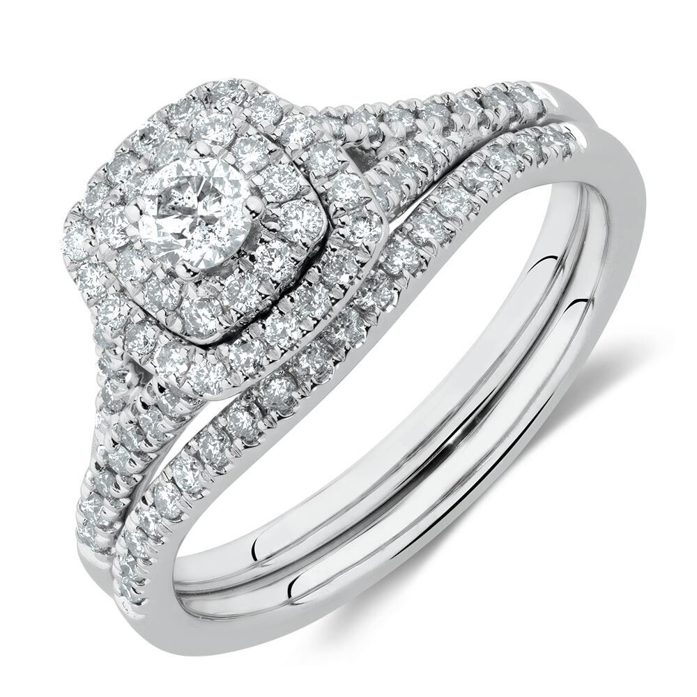 Bridal Set with 0.60 Carat TW of Diamonds in 10ct White Gold