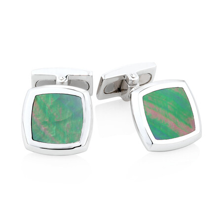 Square Mother of Pearl Cuff Links in Sterling Silver Square Mother of Pearl Cuff Links in Sterling Silver