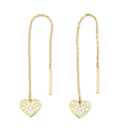 Heart Threader Earrings in 10kt Yellow Gold