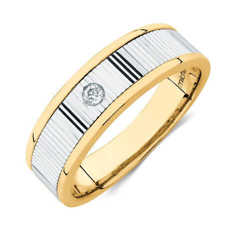 Men's Ring with Diamonds in 10ct Yellow & White Gold