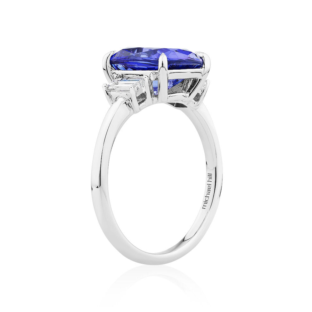 Tanzanite Ring with .30 Carat TW Diamond in 14kt White Gold