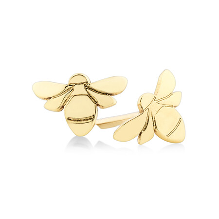 Bee Stud Earrings In 10kt Yellow Gold