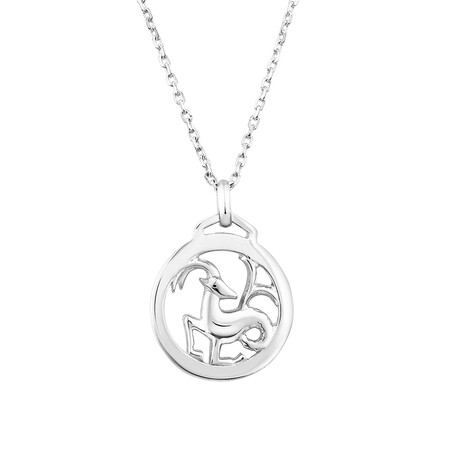 Capricorn Zodiac Pendant in Sterling Silver