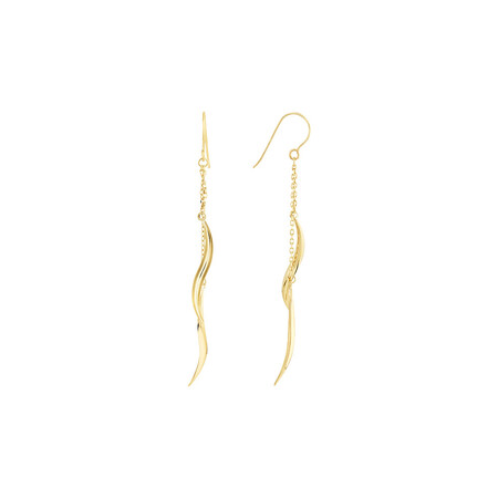 Double Twist Hook Drop Earrings in 10kt Yellow Gold