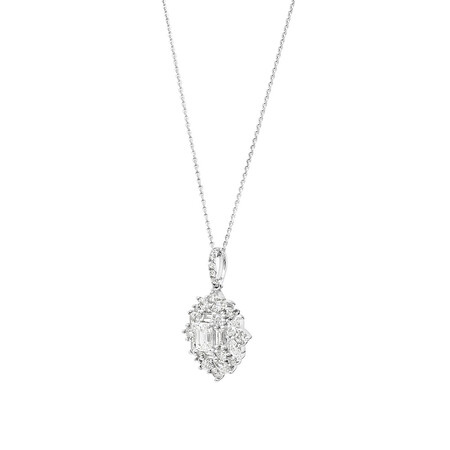 Fancy Halo Pendant with 0.69 Carat TW of Diamonds in 10kt White Gold Fancy Halo Pendant with 0.69 Carat TW of Diamonds in 10kt White Gold