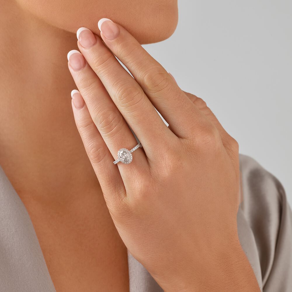 Sir Michael Hill Designer Halo Oval Engagement Ring with 1.35