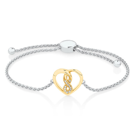 Infinitas Bracelet with Diamonds in Sterling Silver & 10ct Yellow Gold