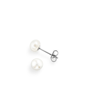 Stud Earrings with 6mm Button Cultured Freshwater Pearls in Sterling Silver Stud Earrings with 6mm Button Cultured Freshwater Pearls in Sterling Silver