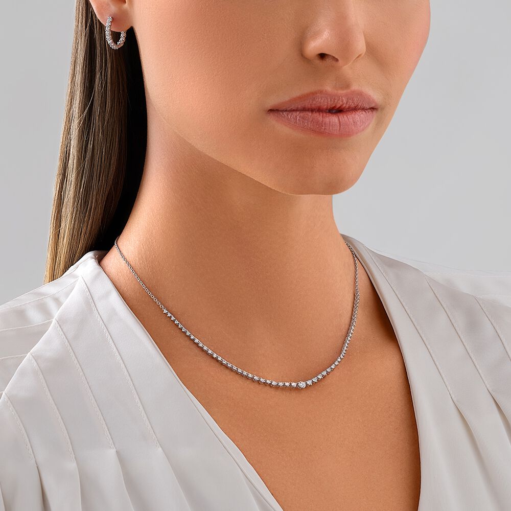 White gold top diamond tennis necklace