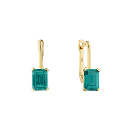 Emerald Drop Earrings in 10kt Yellow Gold