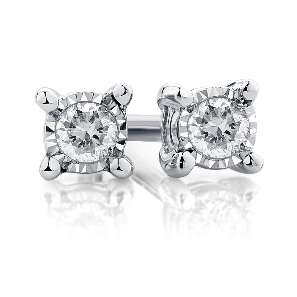 Stud Earrings with Diamonds in Sterling Silver