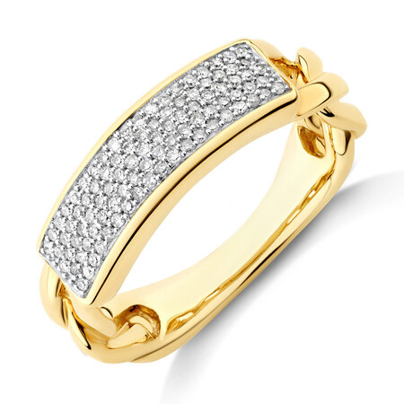 Pave Link Ring with 0.25 Carat TW of Diamonds in 10ct Yellow Gold Pave Link Ring with 0.25 Carat TW of Diamonds in 10ct Yellow Gold