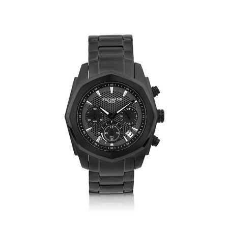 Men's Solar Chronograph Watch with  in Black Tone Stainless Steel