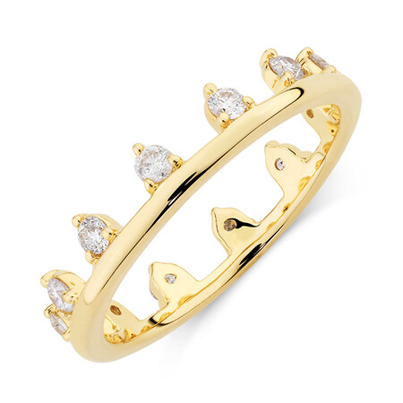 Zipper Ring with 0.41 Carat TW of Diamonds in 10ct Yellow Gold