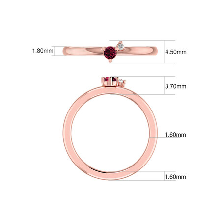 Stacker Ring with Diamond & Rhodolite Garnet in 10ct Rose Gold Stacker Ring with Diamond & Rhodolite Garnet in 10ct Rose Gold